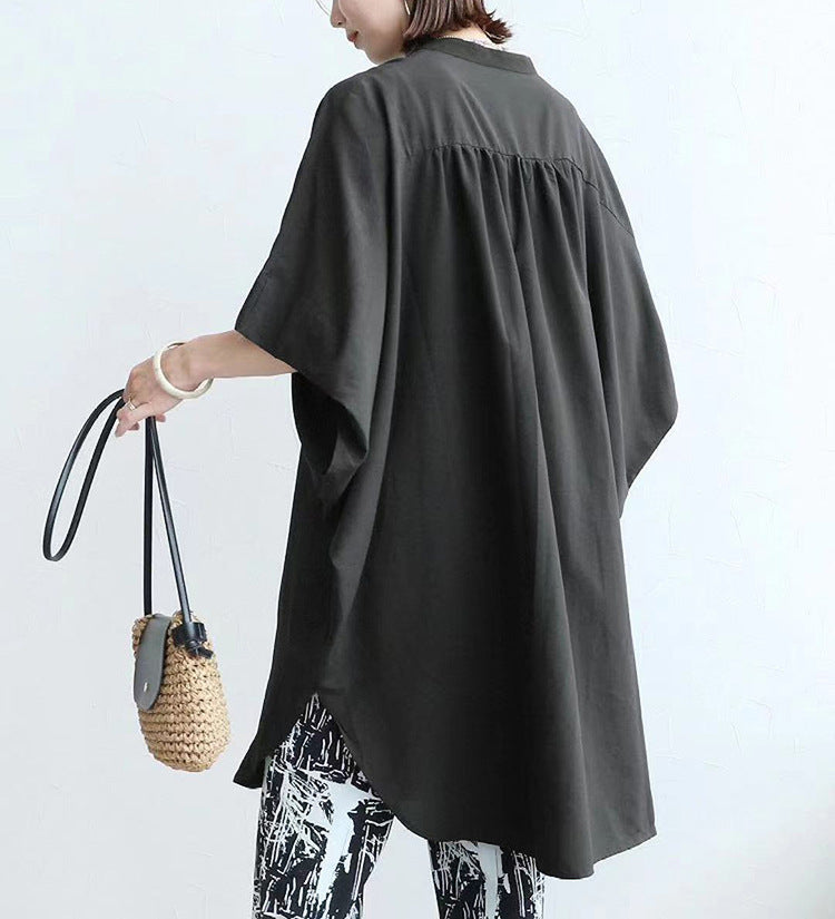 Summer Casual Women Shirt Fashionable All Match Black White Solid Color Loose Comfortable Breathable Short Sleeve Top for Women