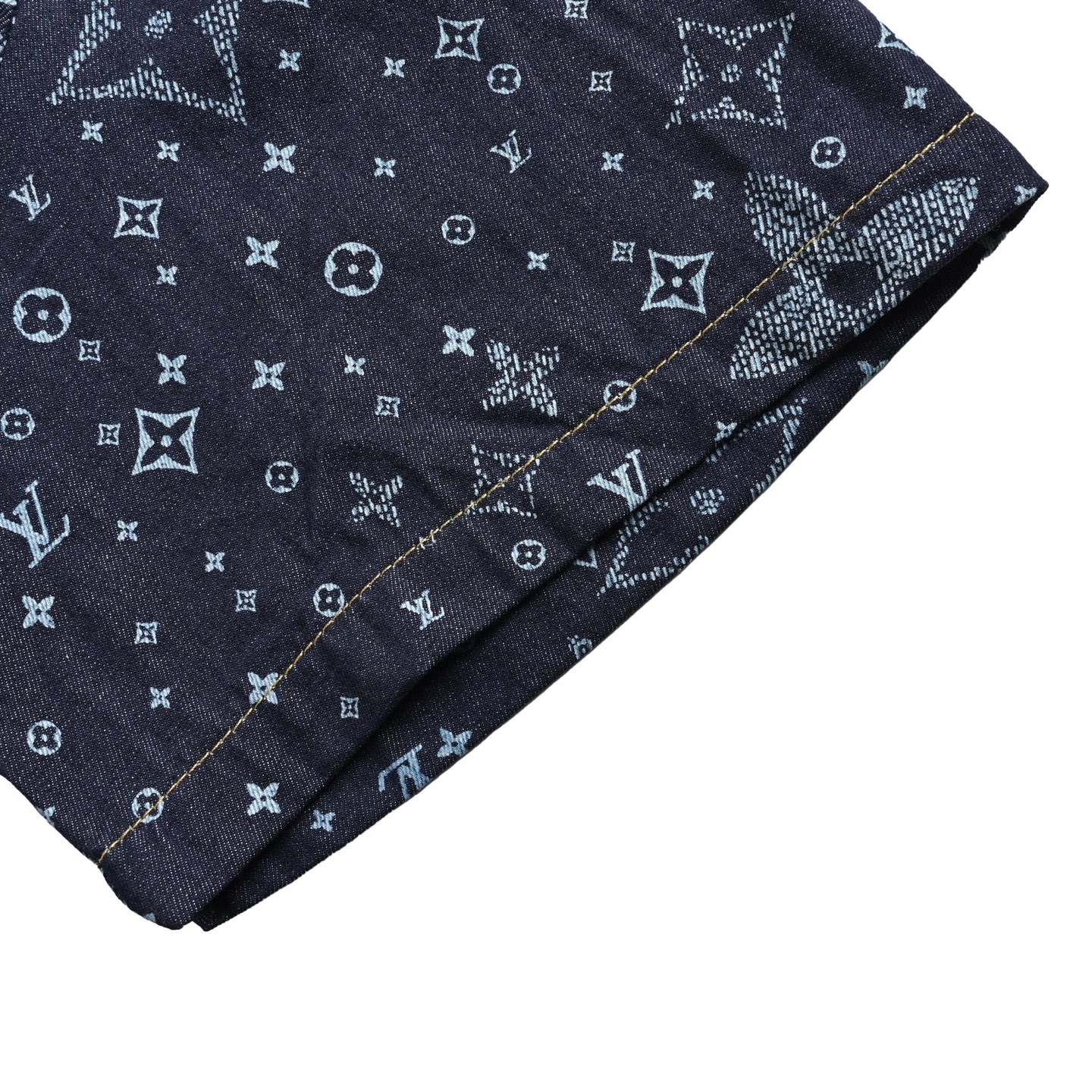 Louis Vuitton 25ss denim short-sleeved shirt with printed monogram