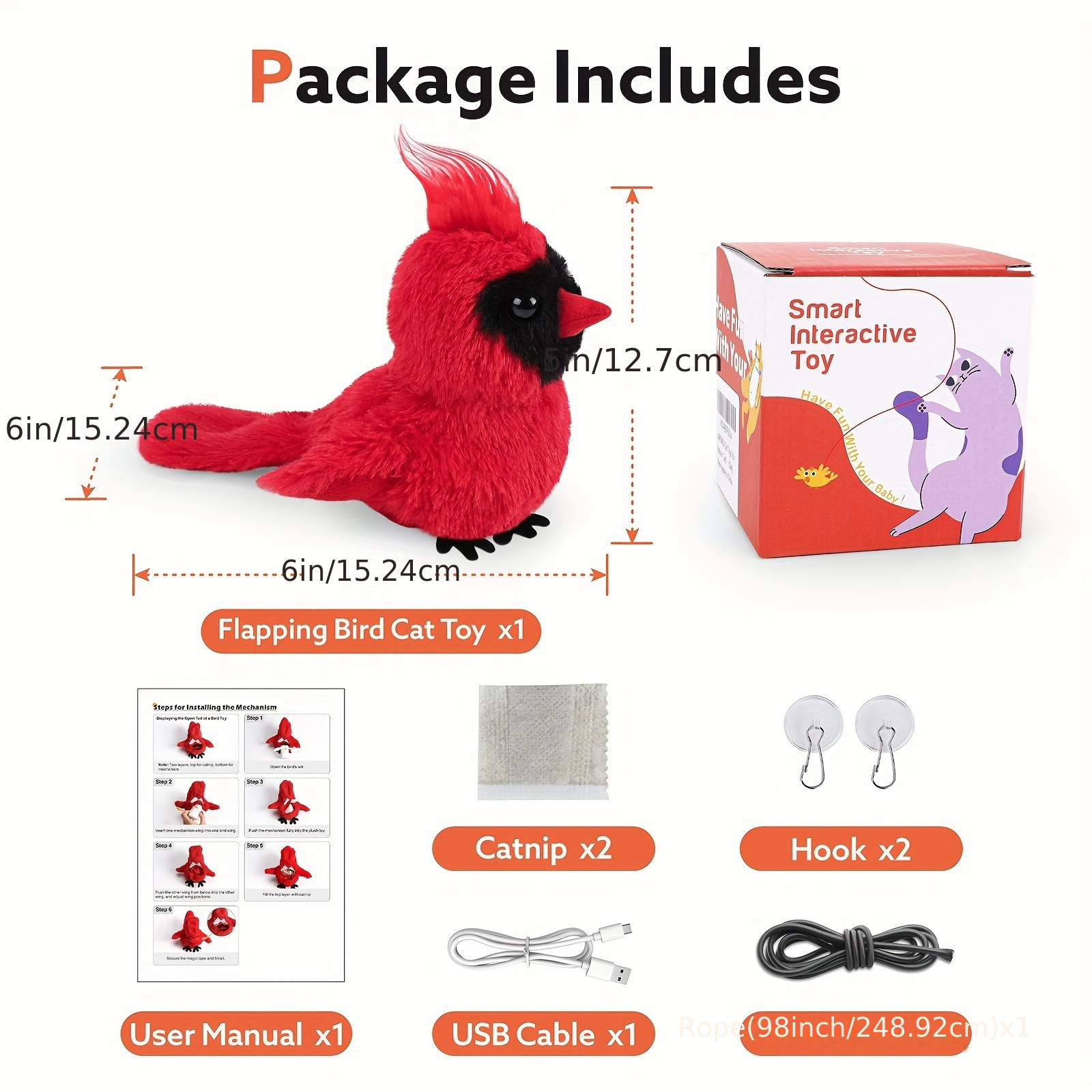Christmas Sale🔥USB Rechargeable Cardinal Cat Toys With Lifelike Bird Chirp