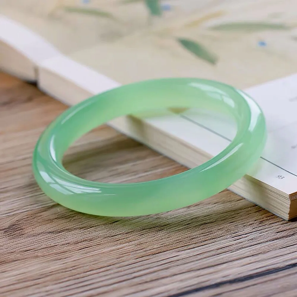 Natural Ice Jade Bracelet For Women Round Green Jade Bangles Korean Jewelry Fine Gift For Mother Wholesale Free Shipping Items