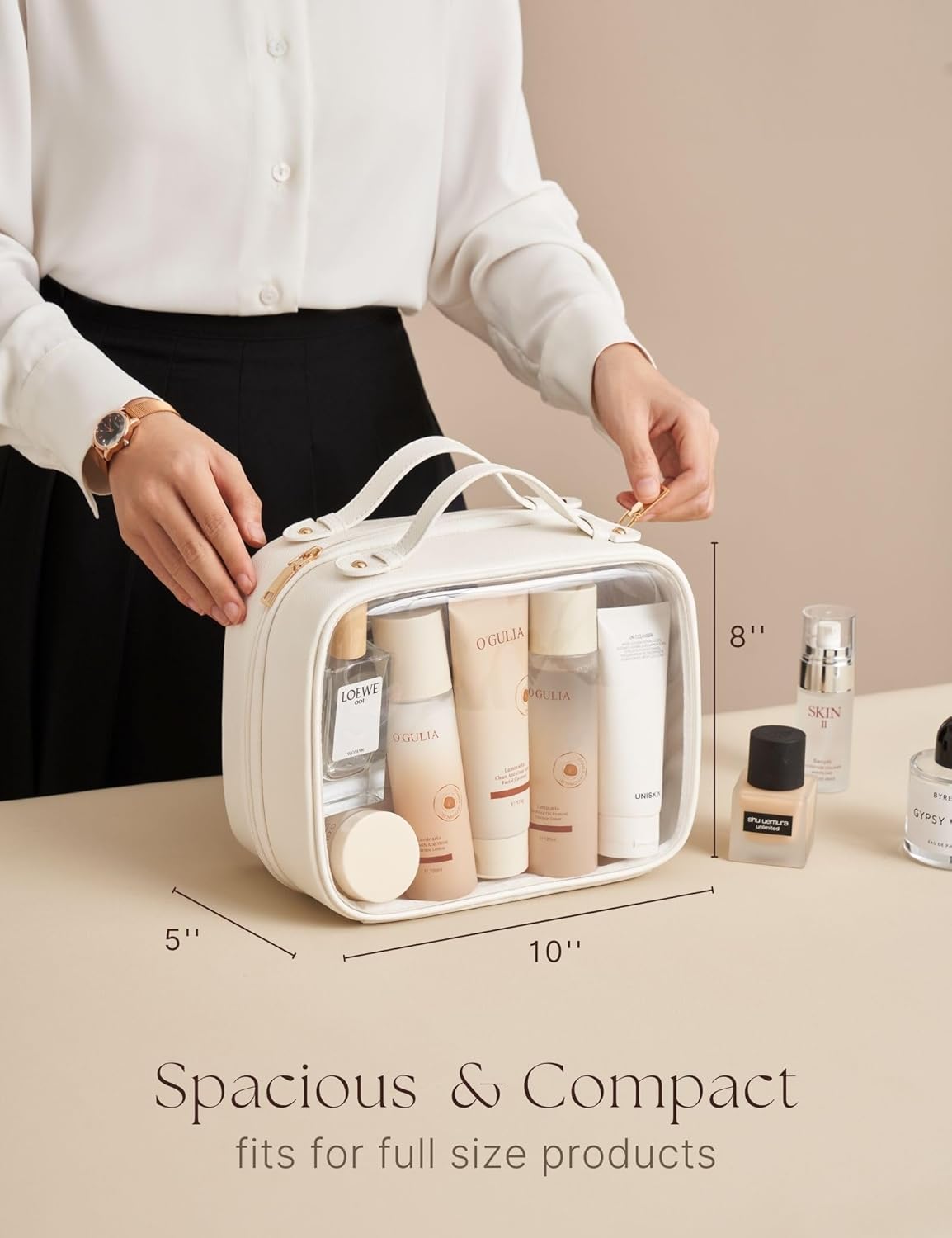 🔥Last Day 50% OFF🔥Clear Cosmetic Bag Double Layer Travel Toiletry Bag with 4 Compartments