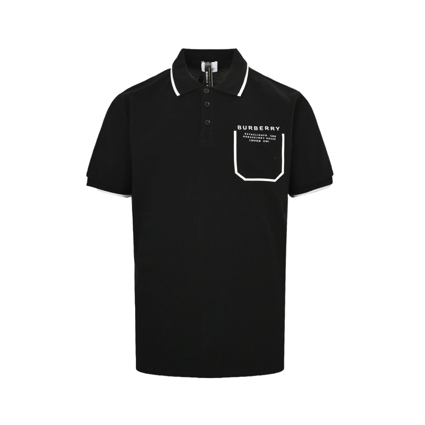 Burberry Chest Pocket Letter Print Polo Short Sleeve