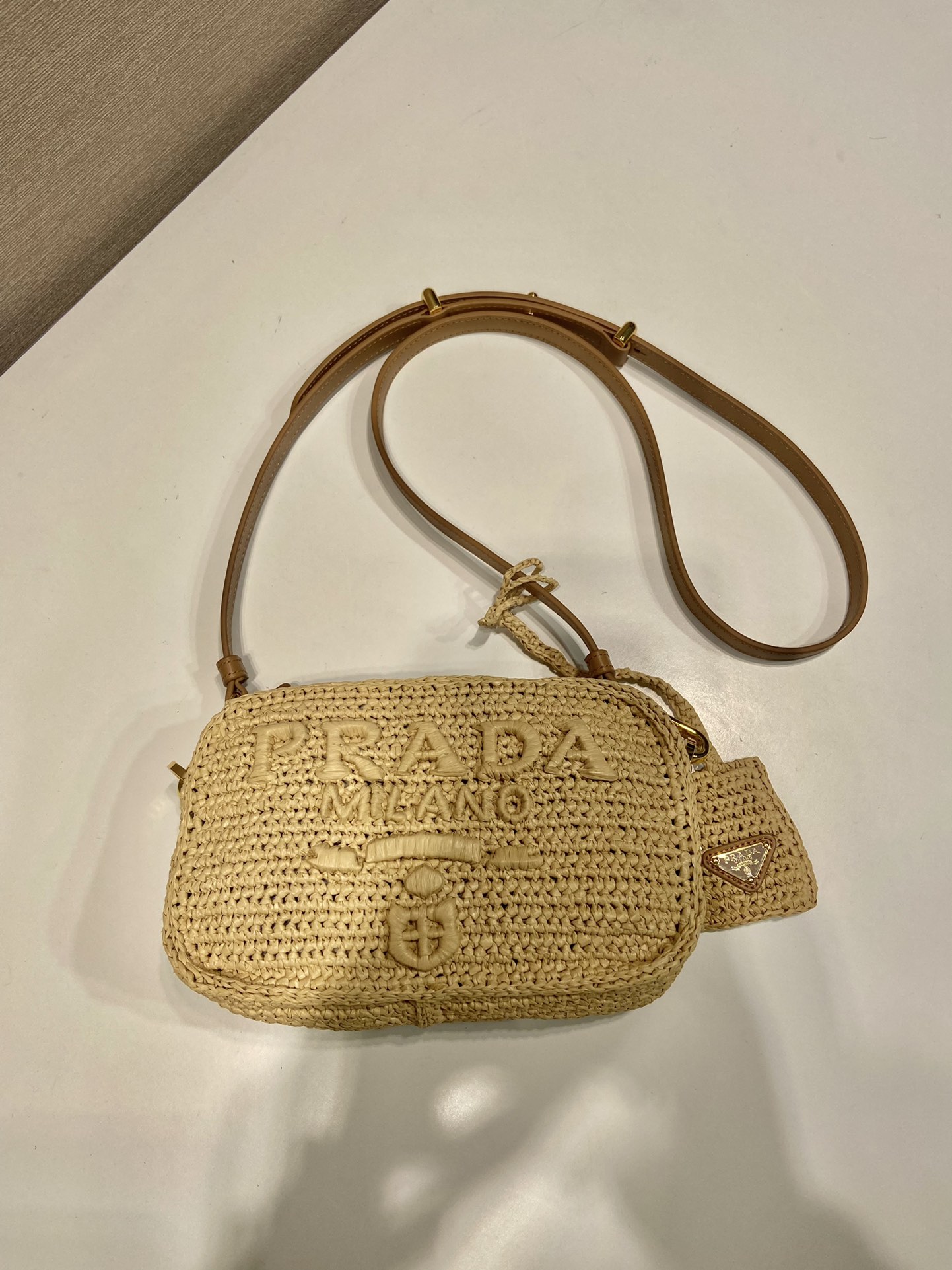 Prada New Straw Shoulder Bag 1BH196