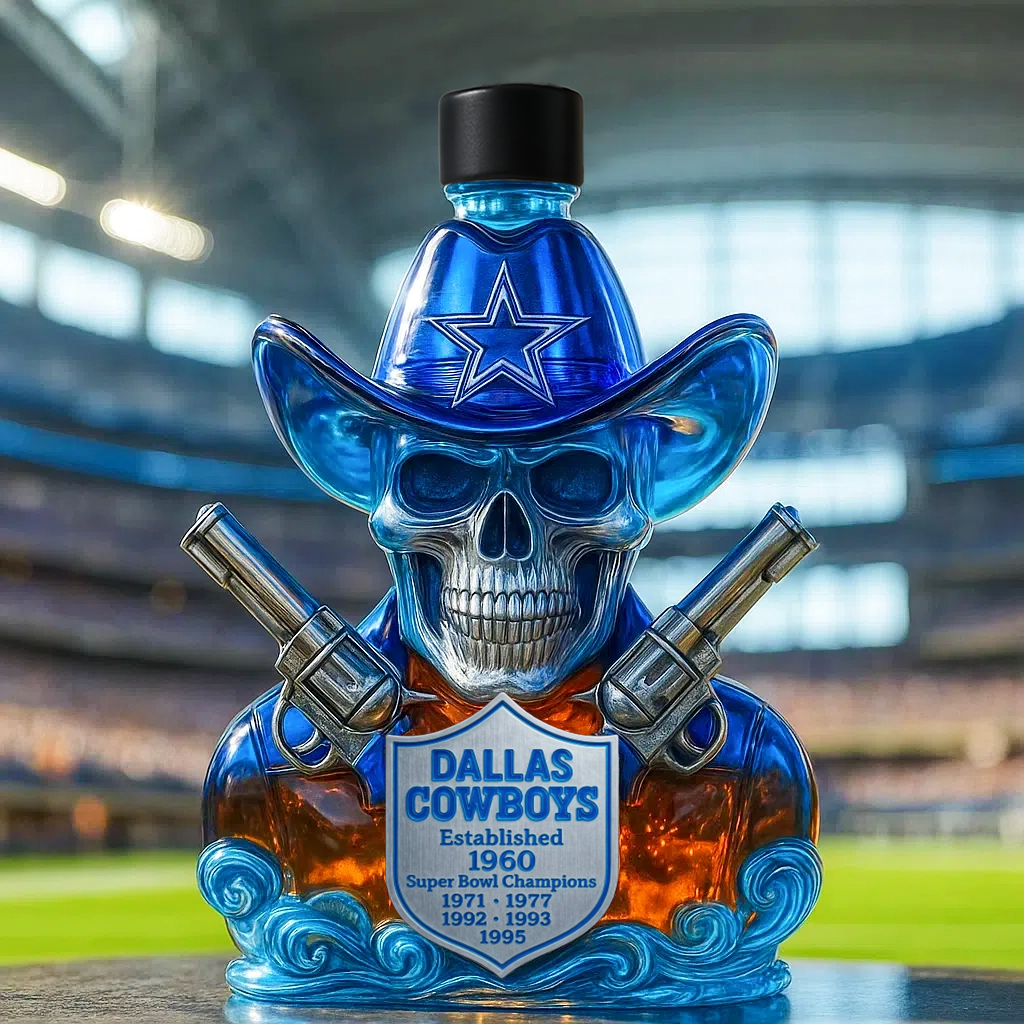 💀 Rule Your Bar — Dallas Cowboys Skull Whiskey Bottle