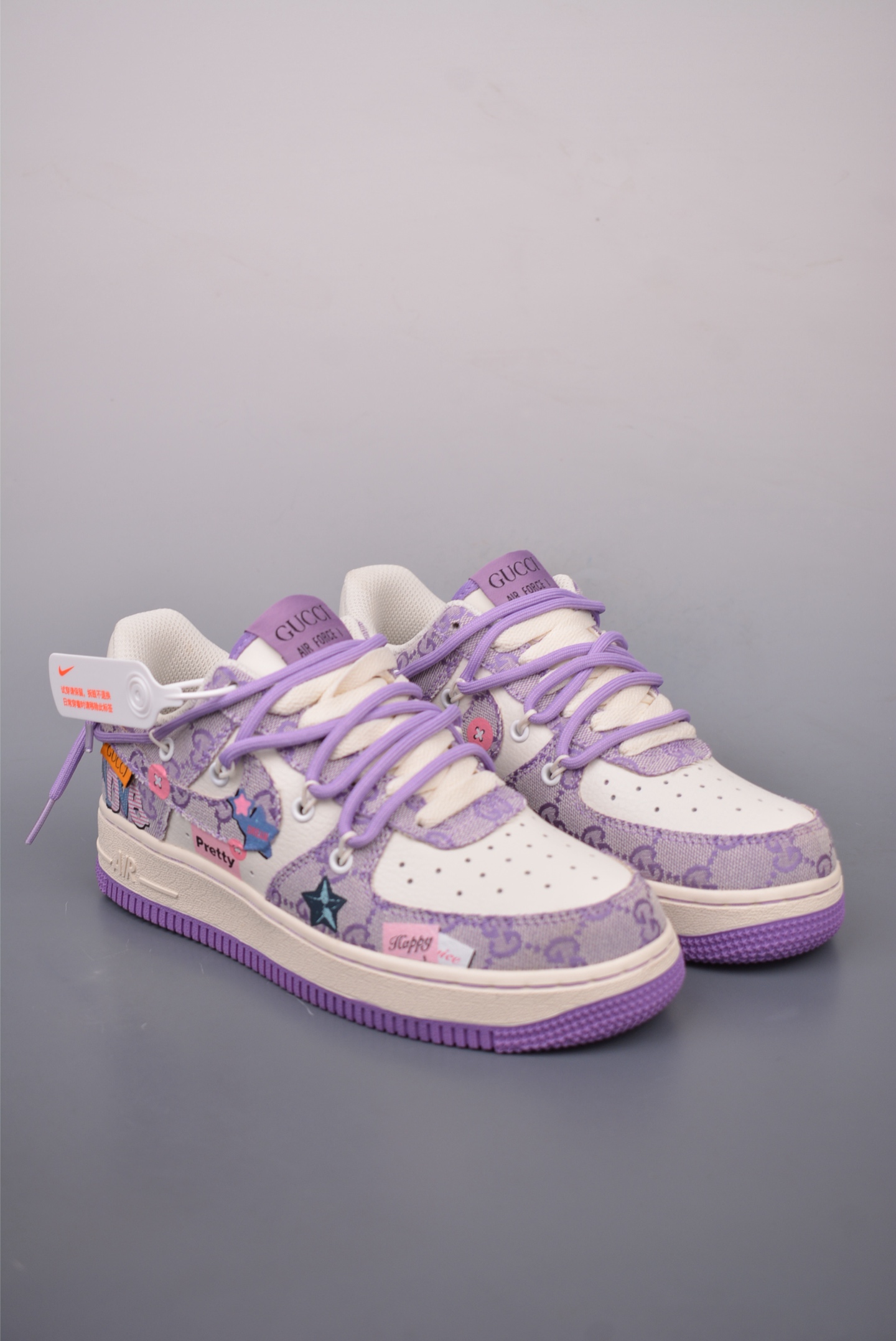 Gucci x Nike Air Force 1 Low Esquisite Gucci purple and pink GG graffiti tie BD7700-220