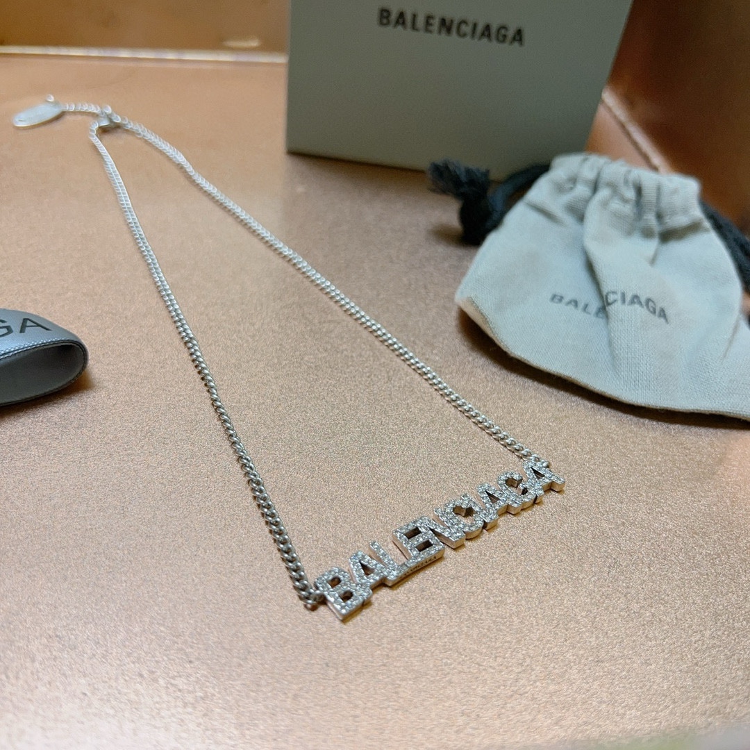 Balenciaga Font Diamond Chain Necklace