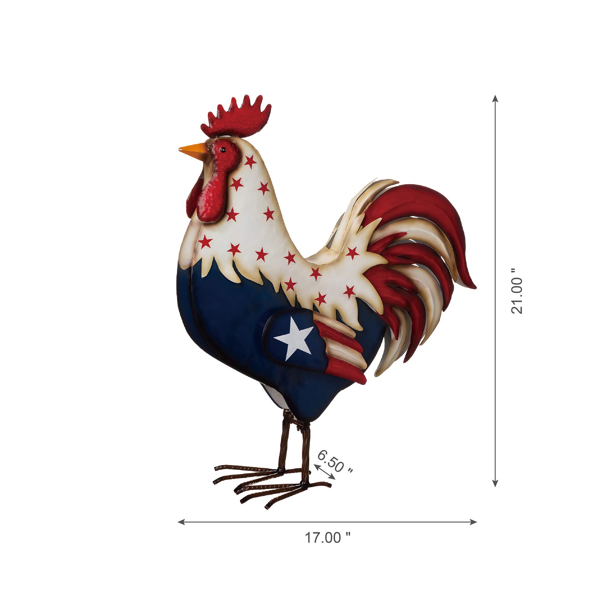 Metal Patriotic Rooster Statue-21