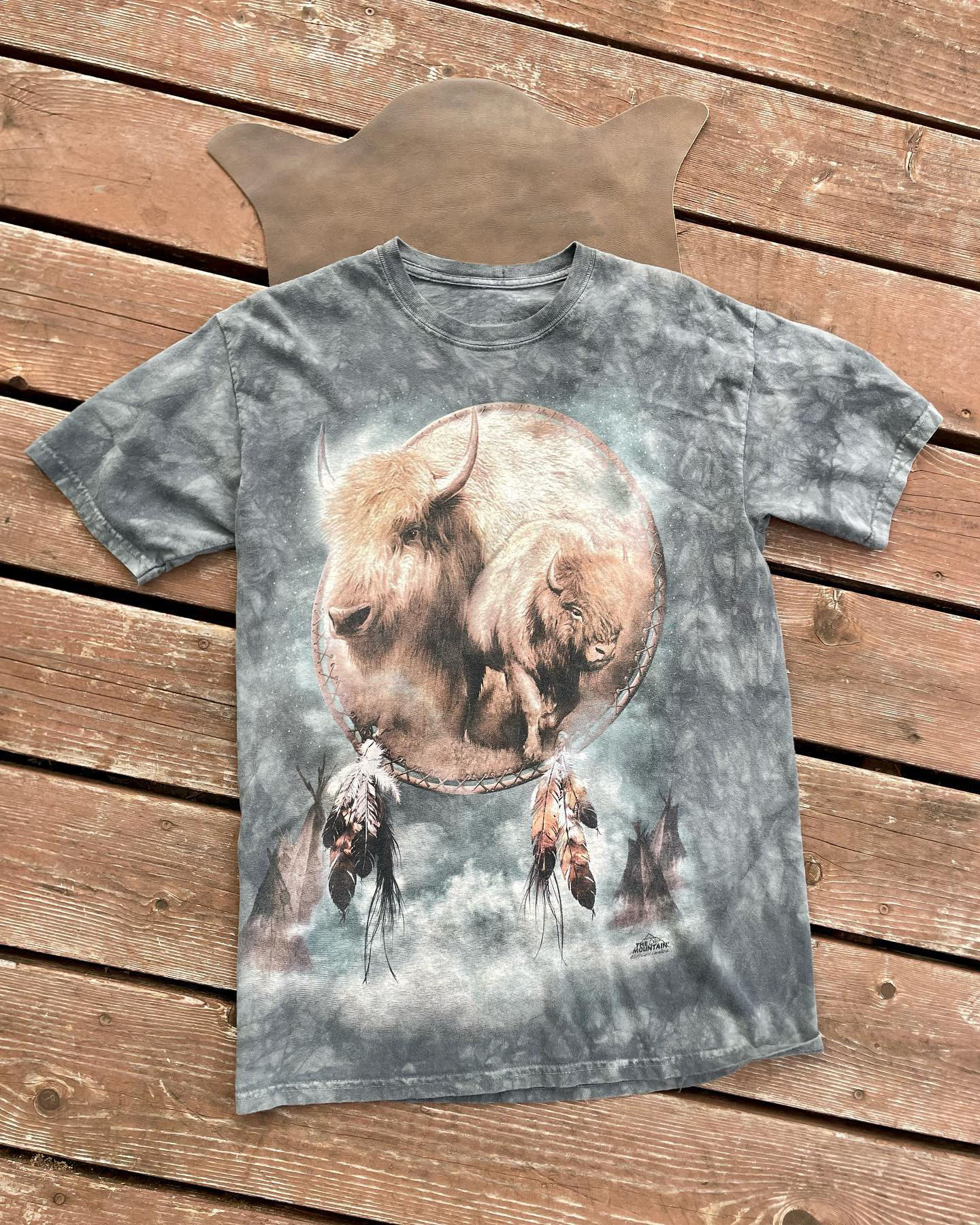 Men's Casual Western Animal Denim Print Short Sleeve
