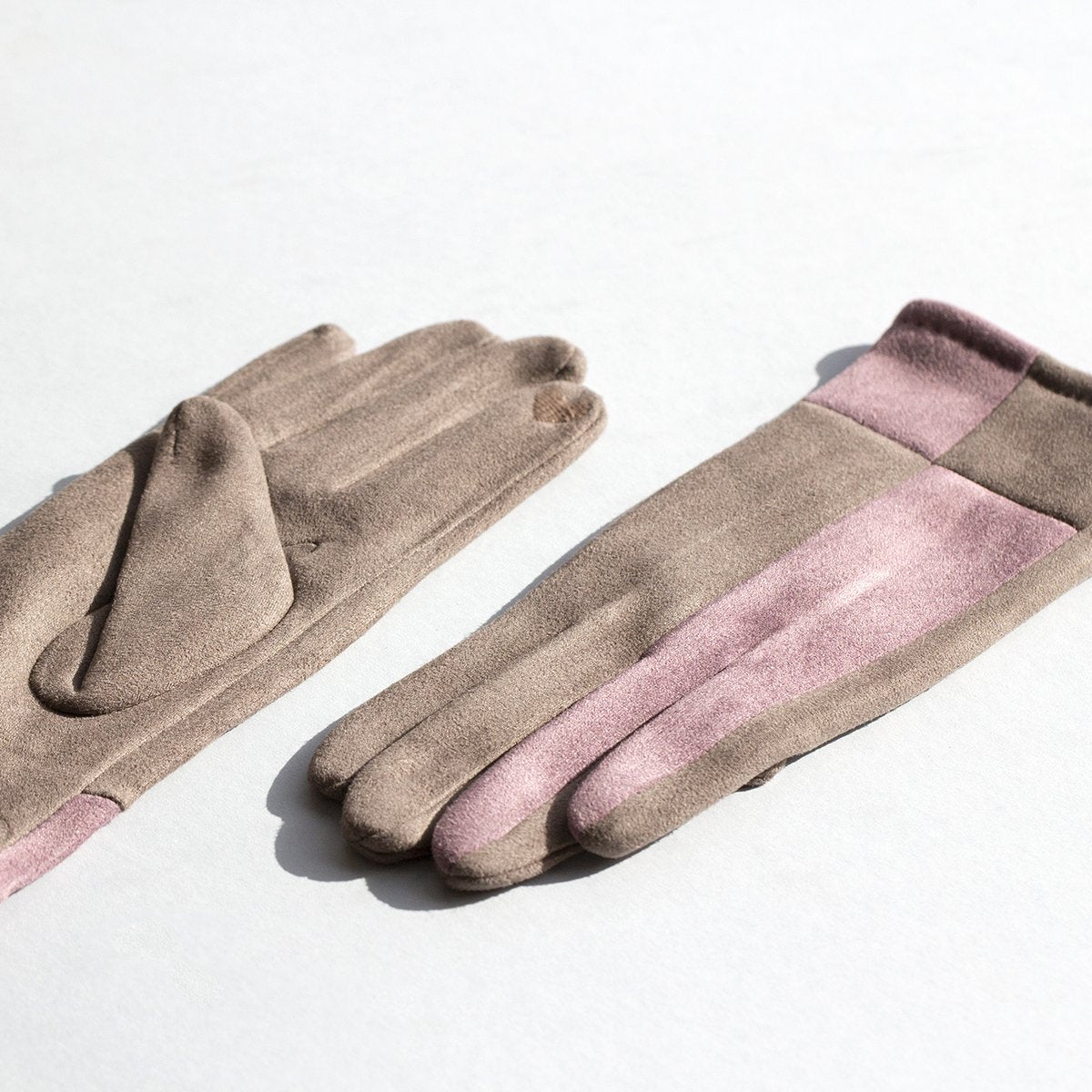 Harlequin Colourblock Suede Effect Gloves