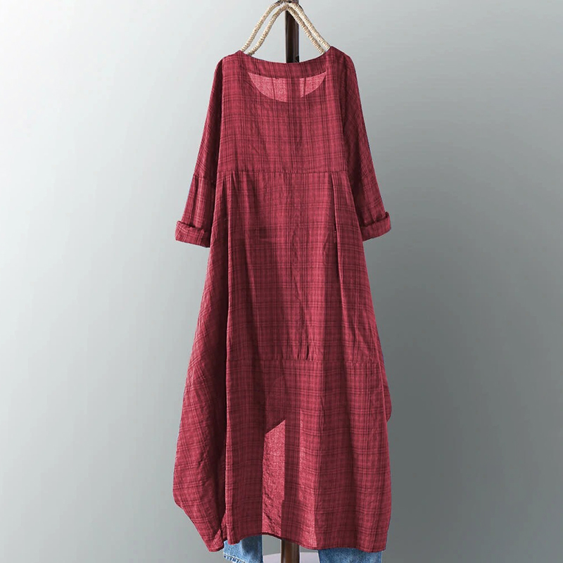 Vintage Irregular Hem Comfy Casual Midi Dress