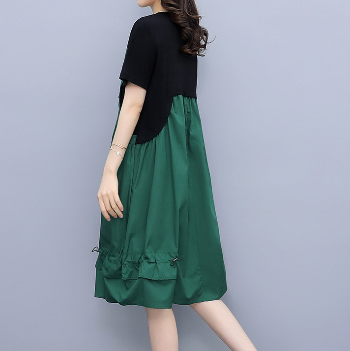 Green Waist-length a-line straps show thin dress