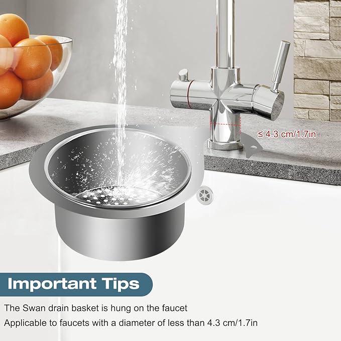 🔥HOT SALE 50% OFF🔥2025 New Swan Stainless Steel Drain Basket Sink Strainer