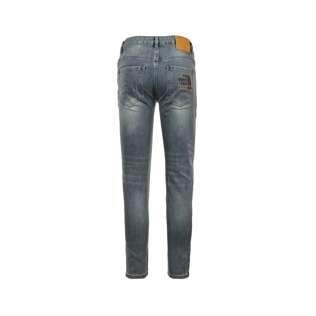 Gucci & The North face co-branded embroidered logo jeans