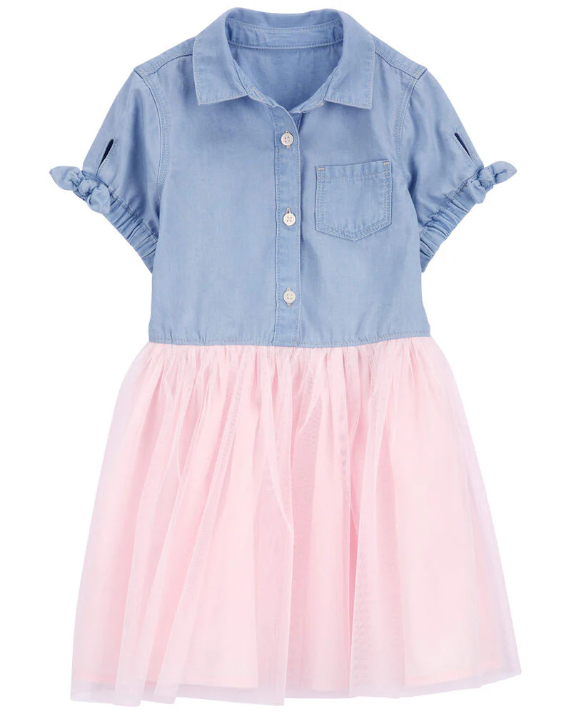 Oshkosh Mixed Fabric Denim Dress