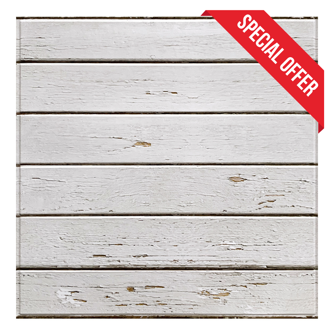 3D White Wood Grain Peel and Stick Wall Tile