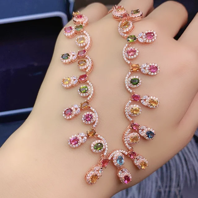 Tourmaline Stone Necklace Women's Silver 925 Jewelry Quality Perfect free delivery women's gem Christmas gift necklace Pendant
