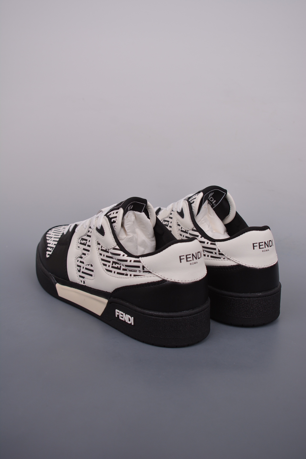 Fendi Match Sneaker Low Velcro black and white FF print 7E1495AQ6GF1MYR