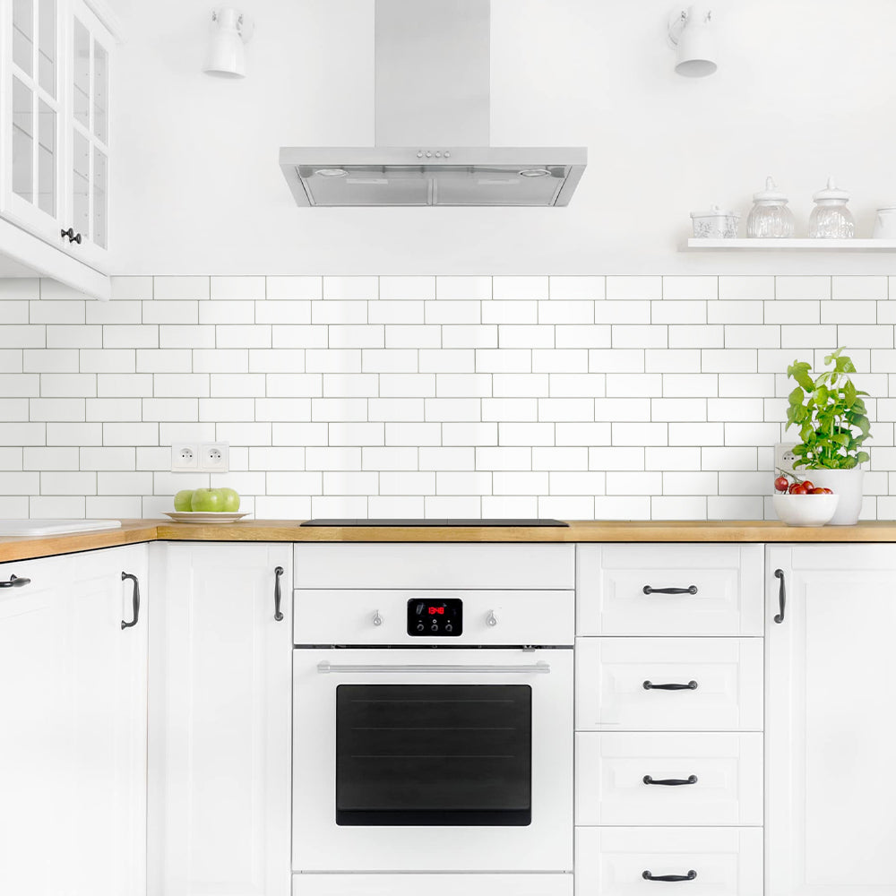 White Metro Subway Peel and Stick Backsplash Tile