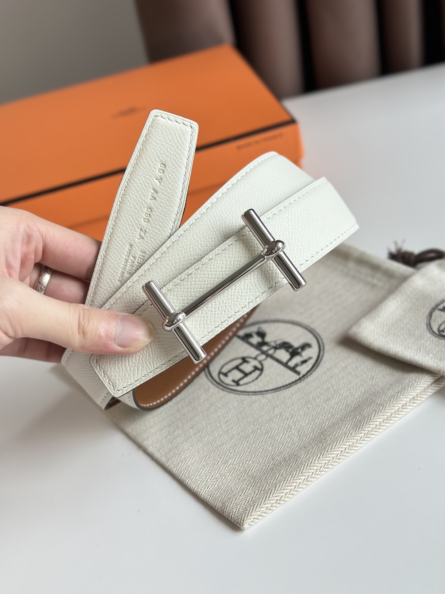 Hermès new double-faced calfskin belt width 3.2CM