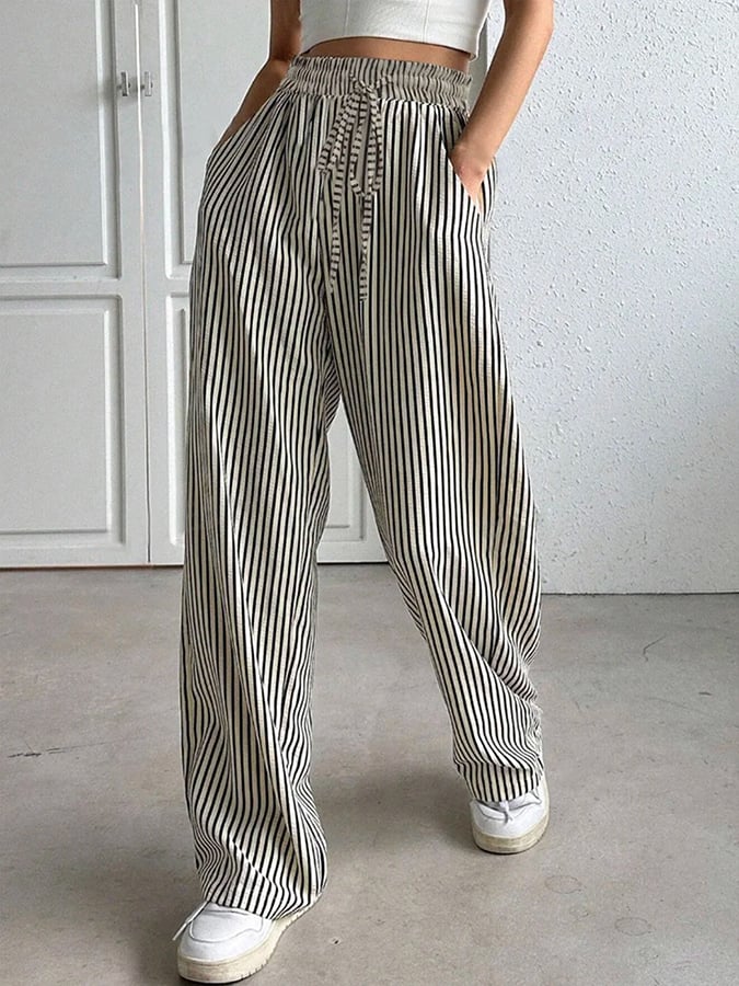 Women's Casual Cotton Striped Pants