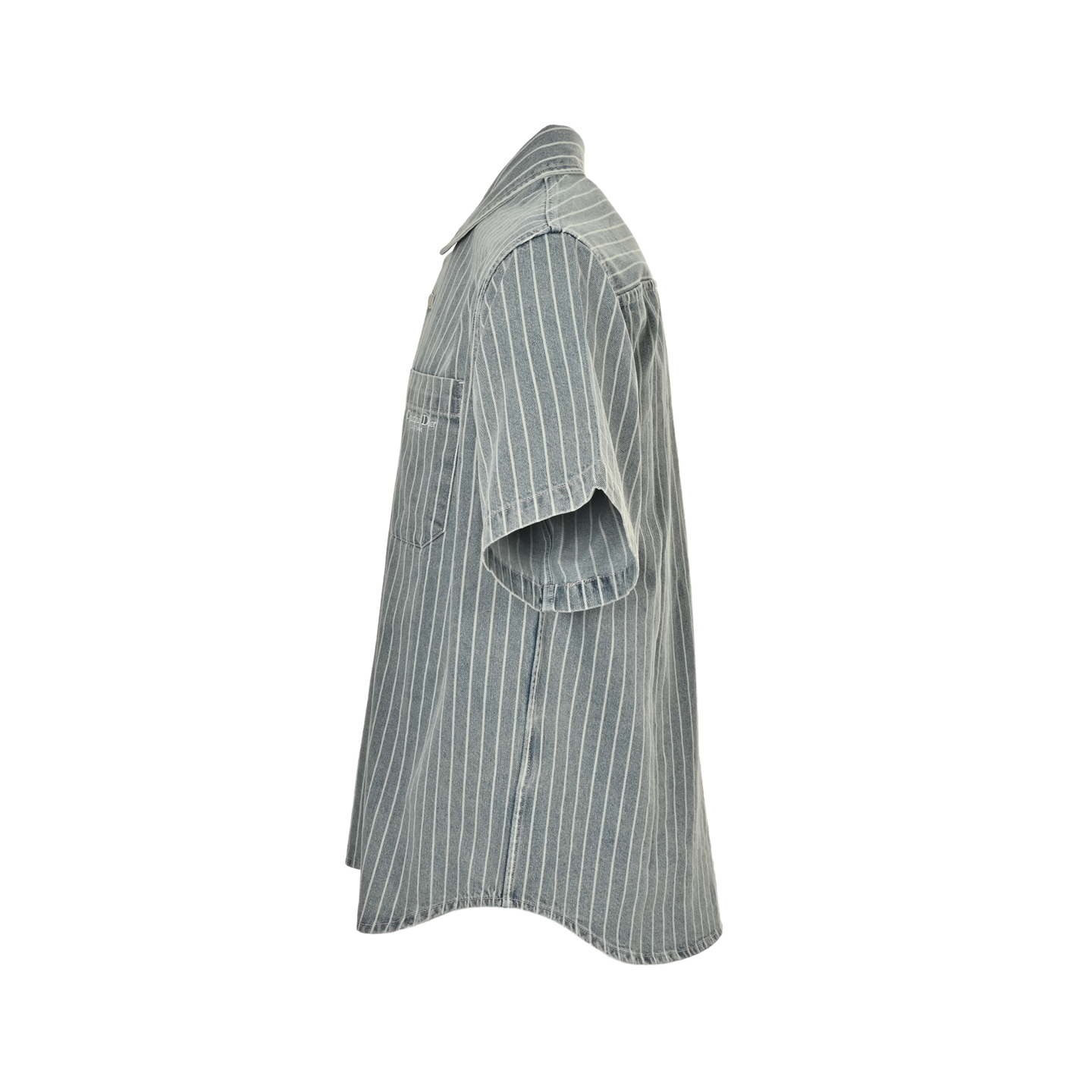 Dior 25ss embroidered lettering striped washed denim short-sleeved shirt