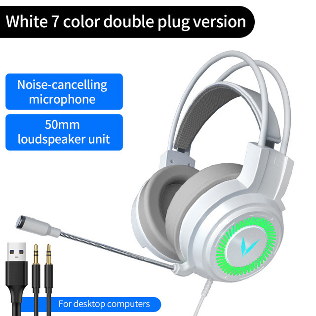 Hot Gaming Headset Gamer Headphones 7.1 Surround Sound Stereo Wired Earphones USB Microphone Colourful Light for PC Laptop PS4