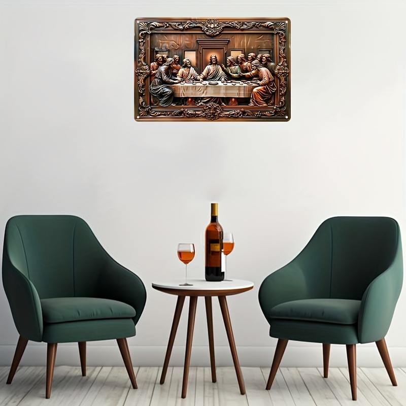 ✨🙏Classic Last Supper Vintage Metal Plaque - Religious Wall Art (18.5in x 11.8in)