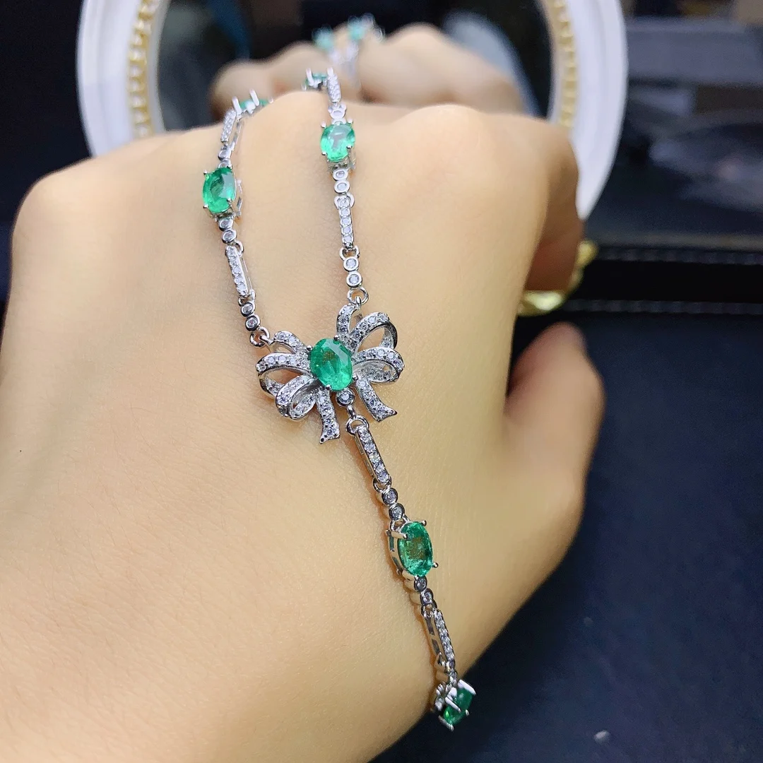 Natural Emerald Sterling Silver 925 Jewelry Women's Jewelry Necklace Women's Luxury Green Christmas Shipping FREE