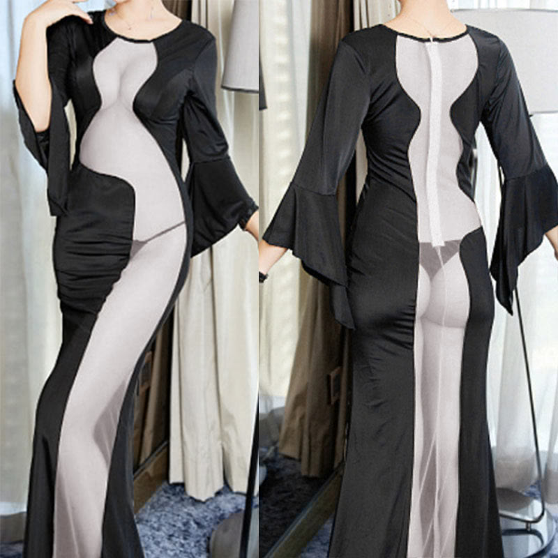 Flare Sleeve See-through Dress