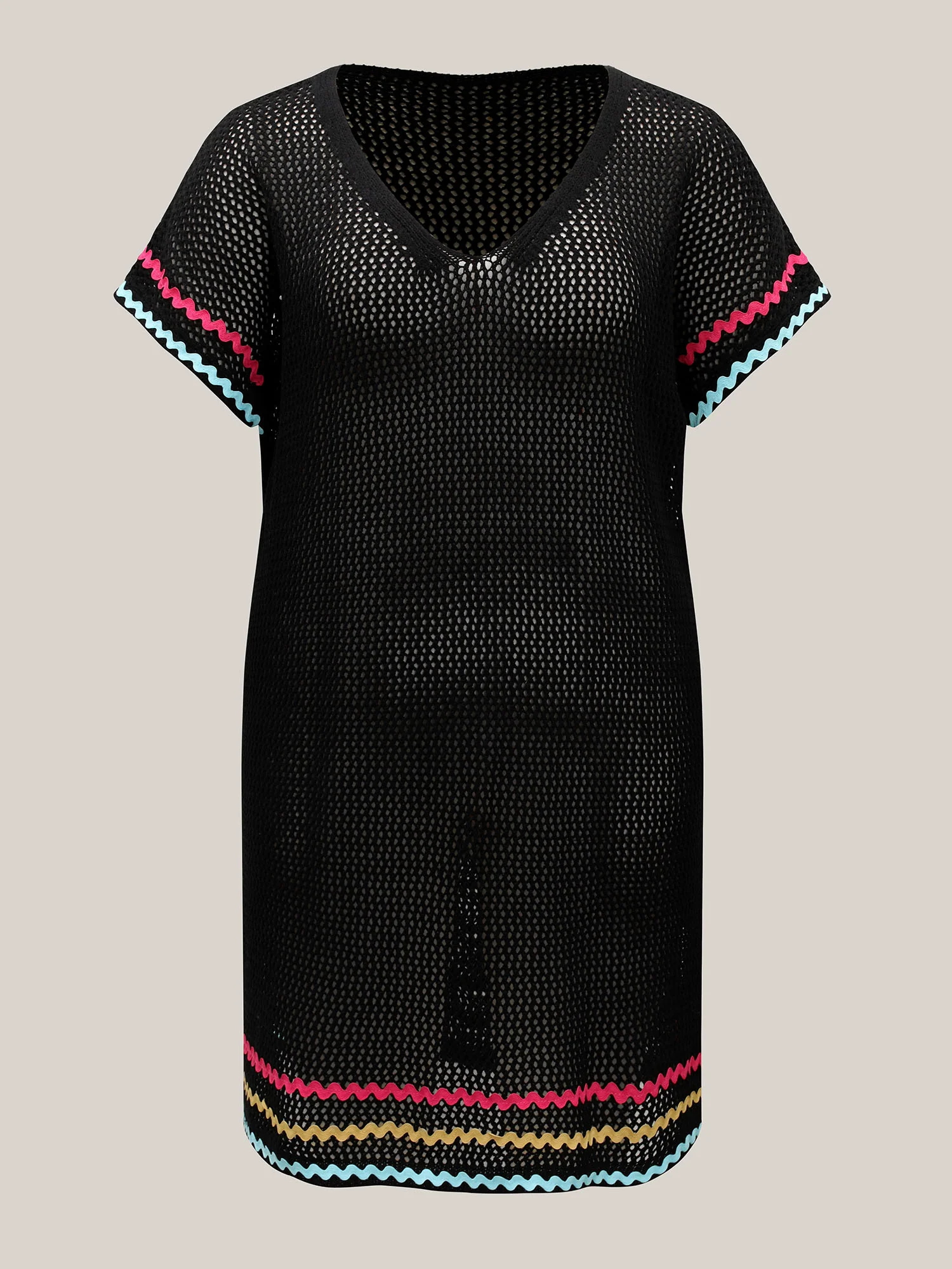 Colorful Webbed Slit Cut-Out Swim Cover-Up