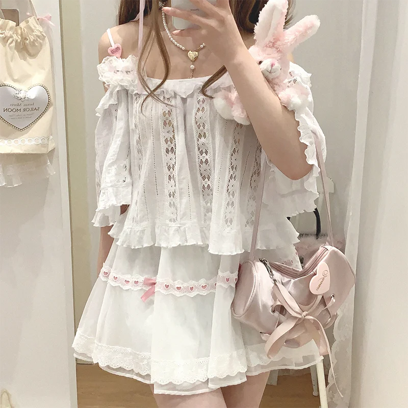 Sweet Love Lace Trim Bow Skort