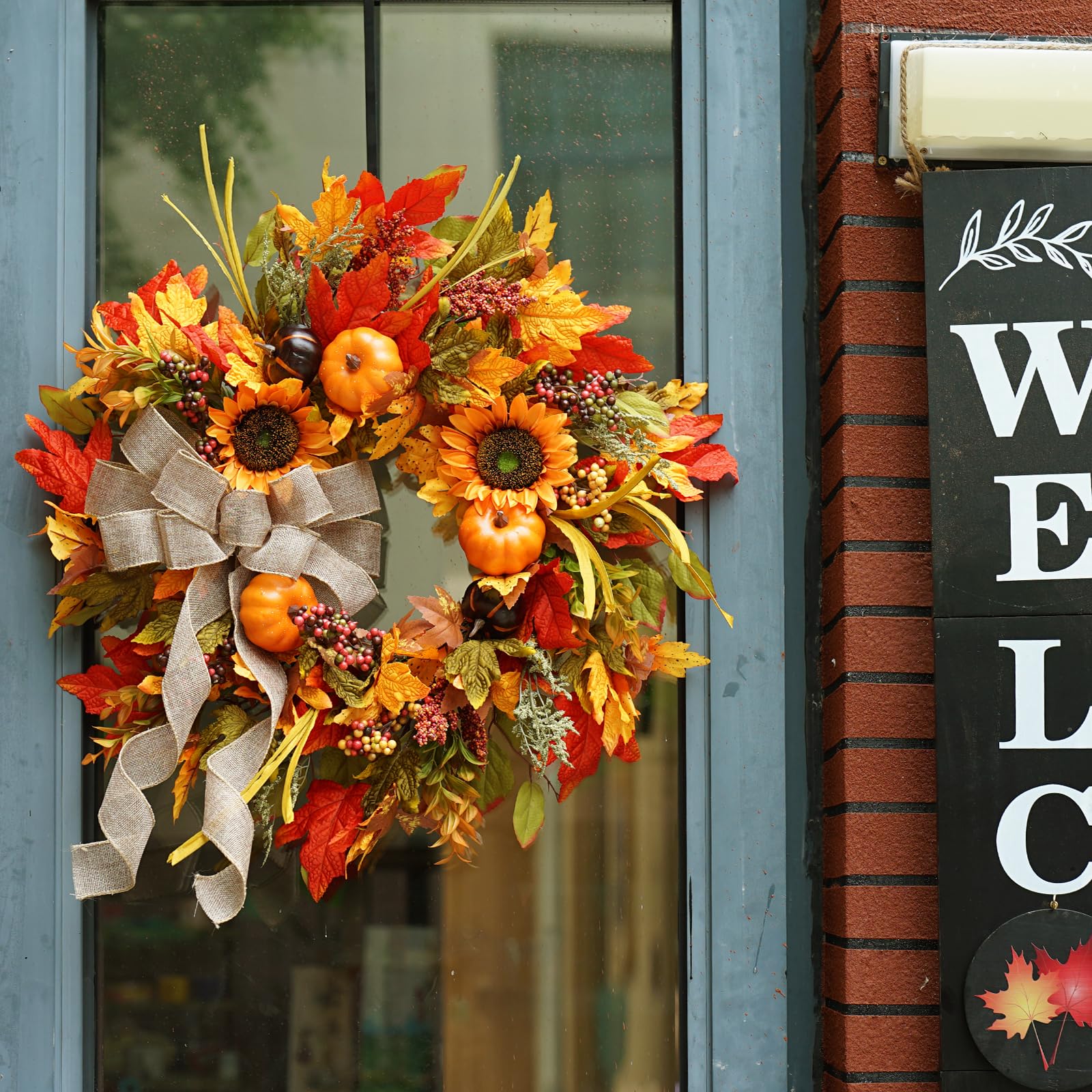 💥ON SALE💥- Fall Sunflower And Pumpkin Wreath  - Year Round Wreath🍂🚪