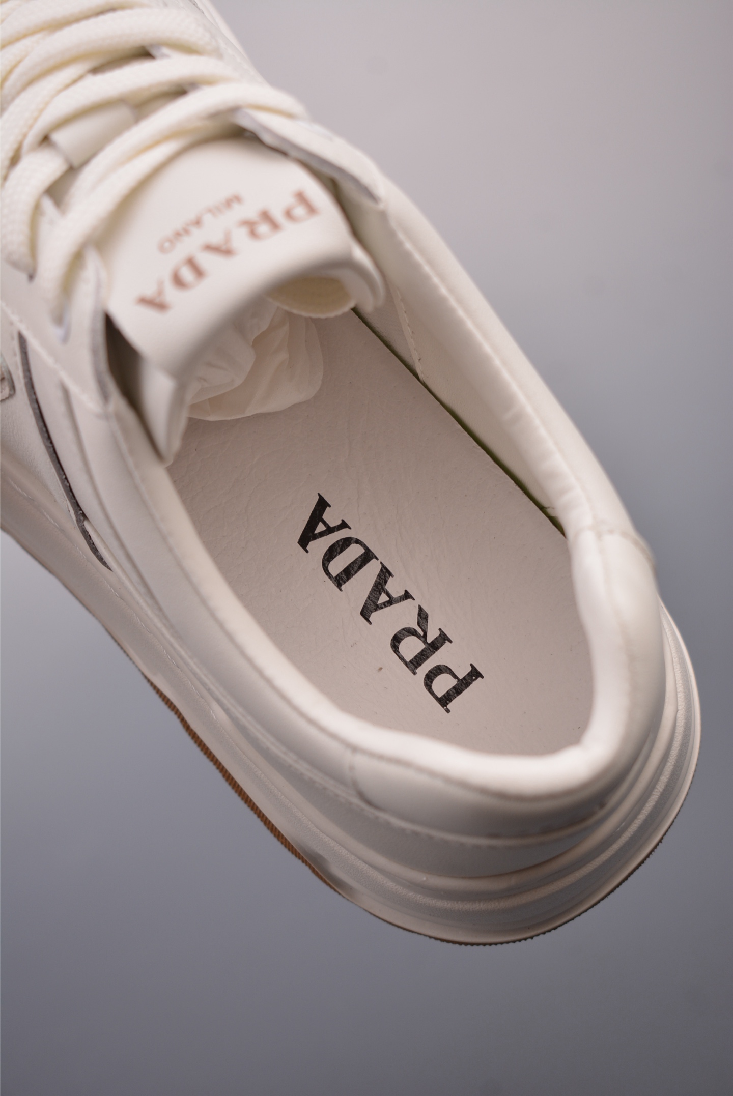 Prada PRAX 01 Triangle Logo Leather Sneakers off-white brown 3D933M_3LF5_FG000