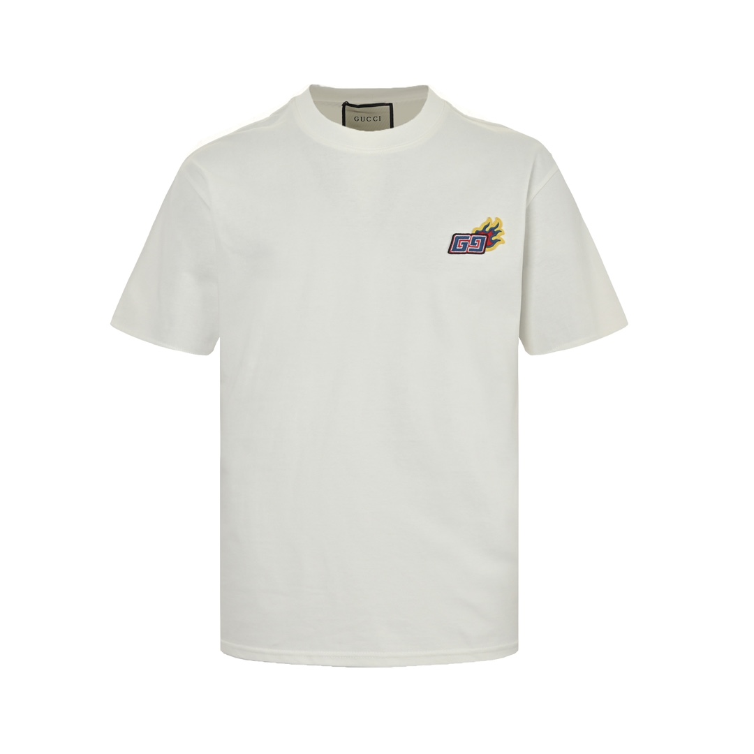 Gucci 24ss flame double G embroidered short sleeve