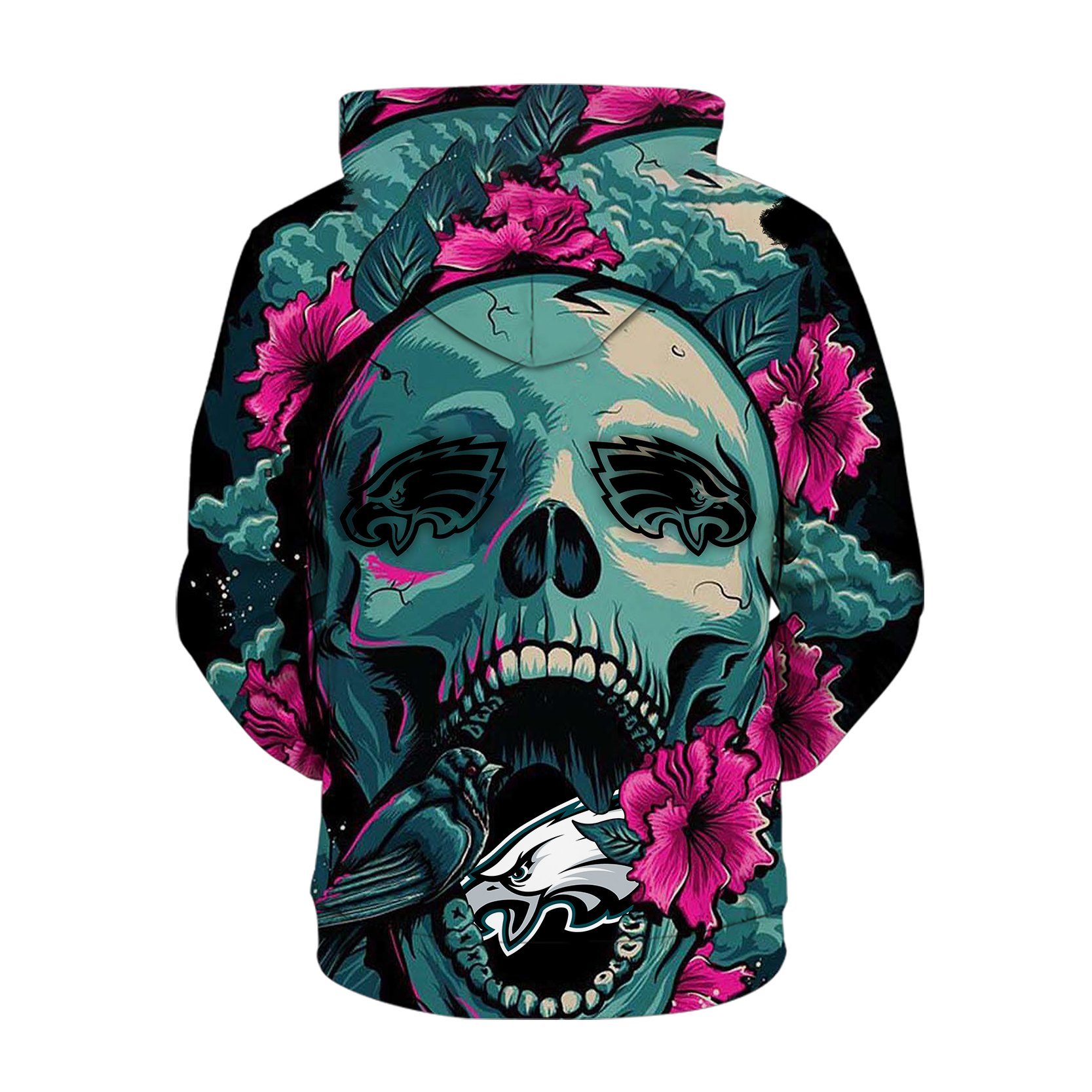 EAGLES 3D HOODIE SKULL FLOWER
