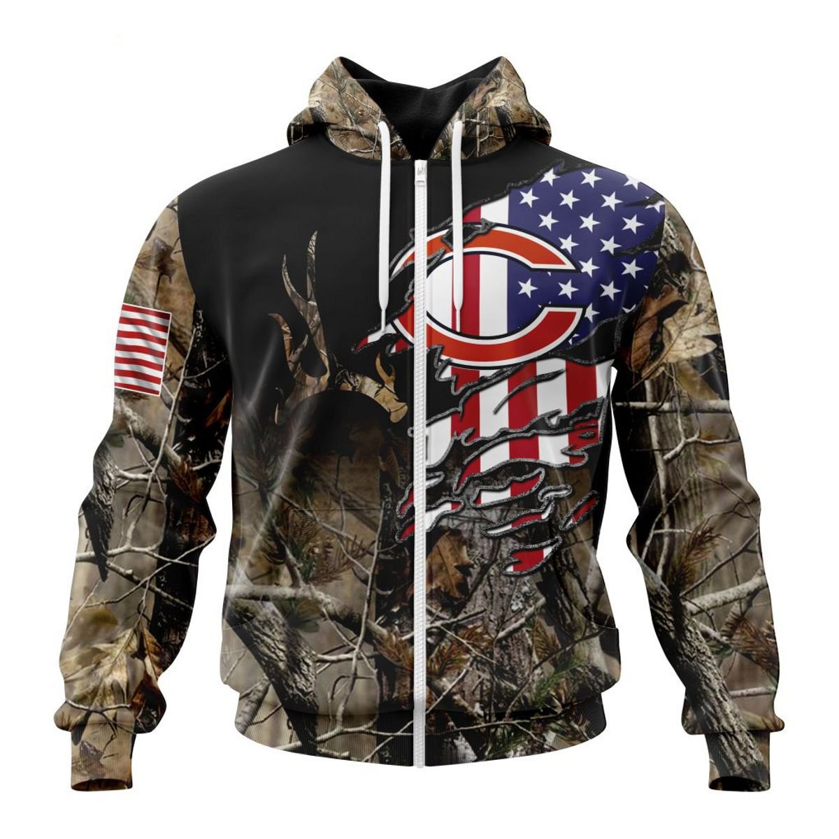 CHICAGO BEARS 3D HOODIE CAMO REALTREE HUNTING