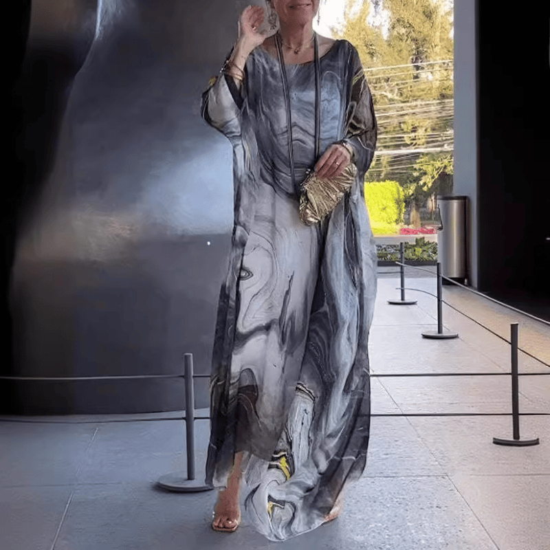 🔥Last day for 49% off🔥Elegant Chiffon Marbleized Print Dress