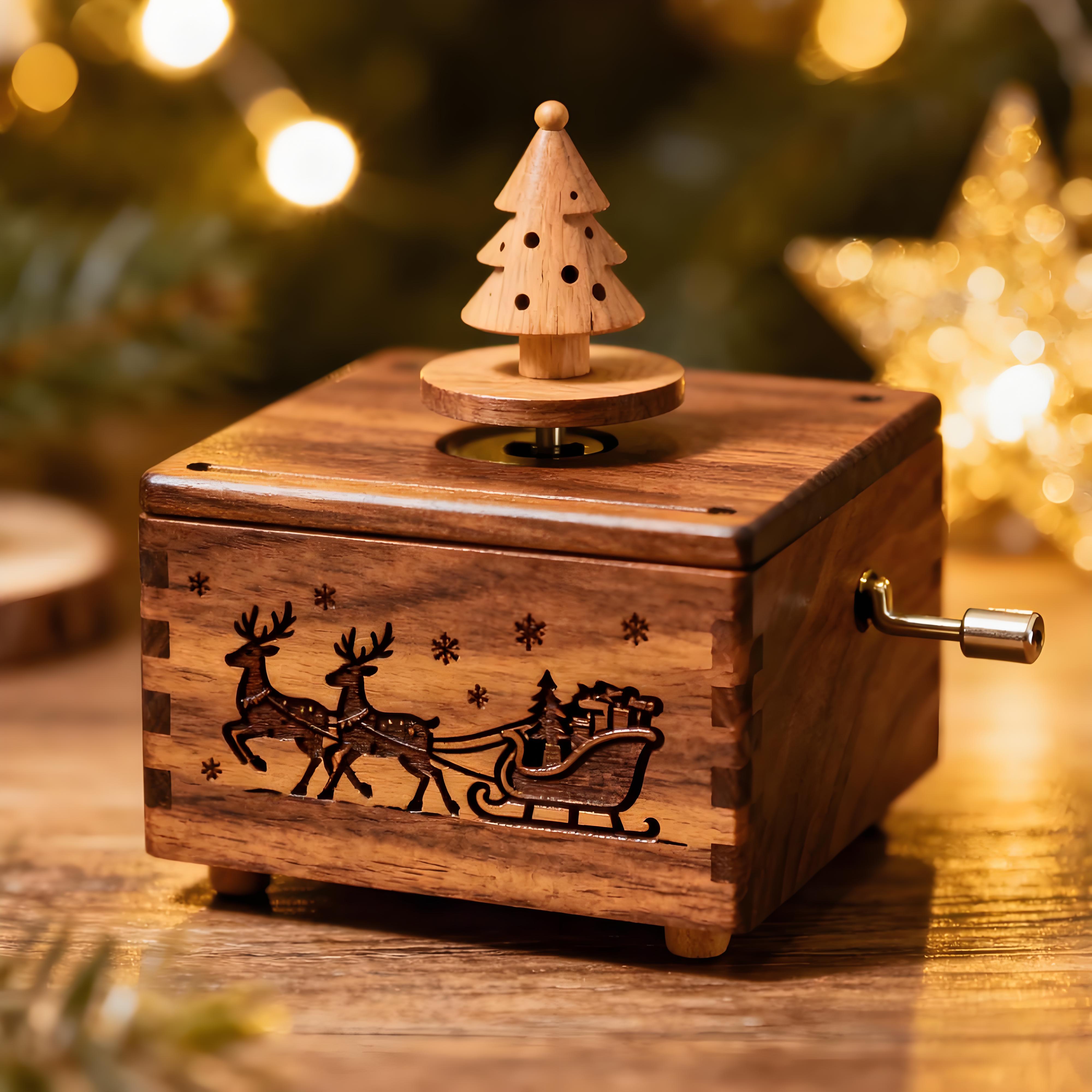Wooden Christmas Music Box