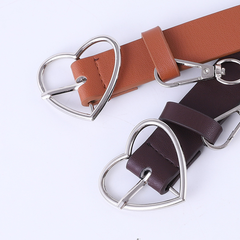 Punk heart-shaped corn buckle hollow decorative belt ladies casual love buckle tie-in jeans chain belt