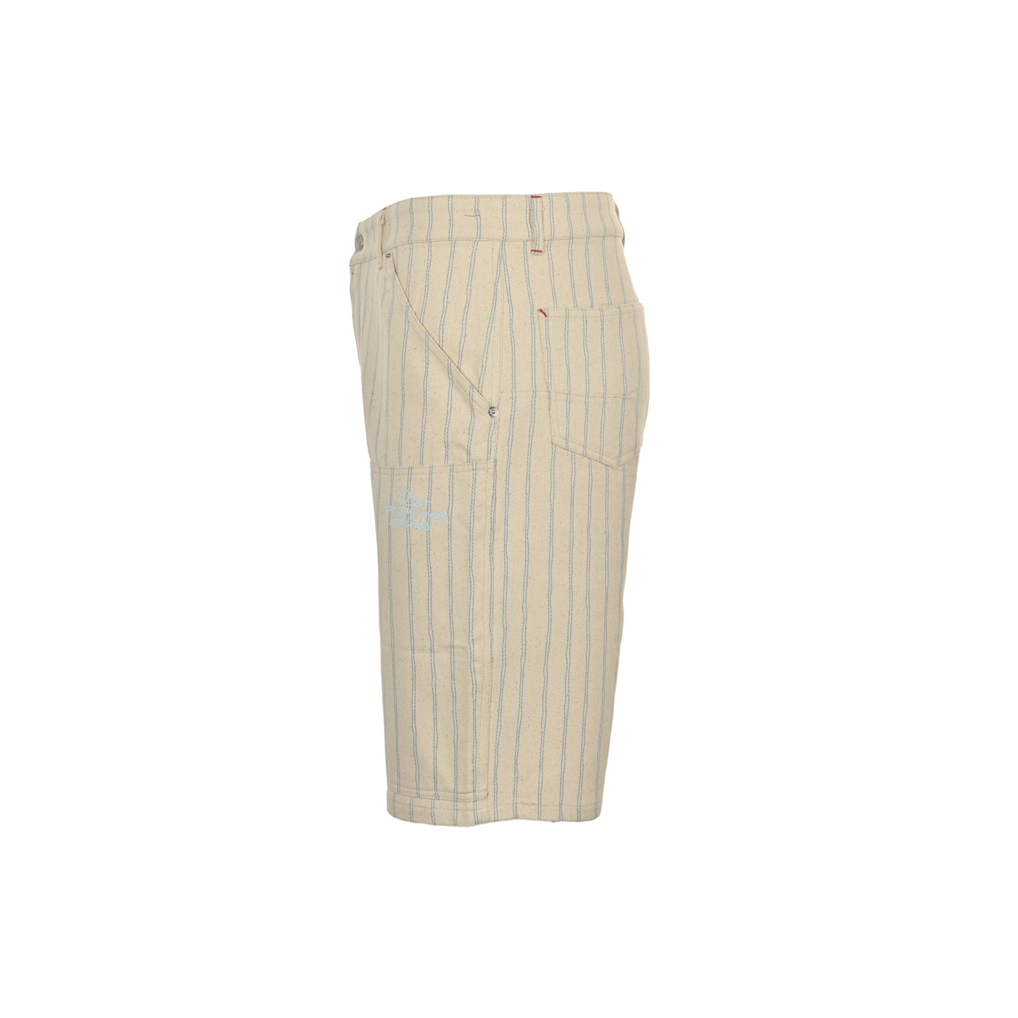 Dior 25ss embroidered lettering striped denim shorts
