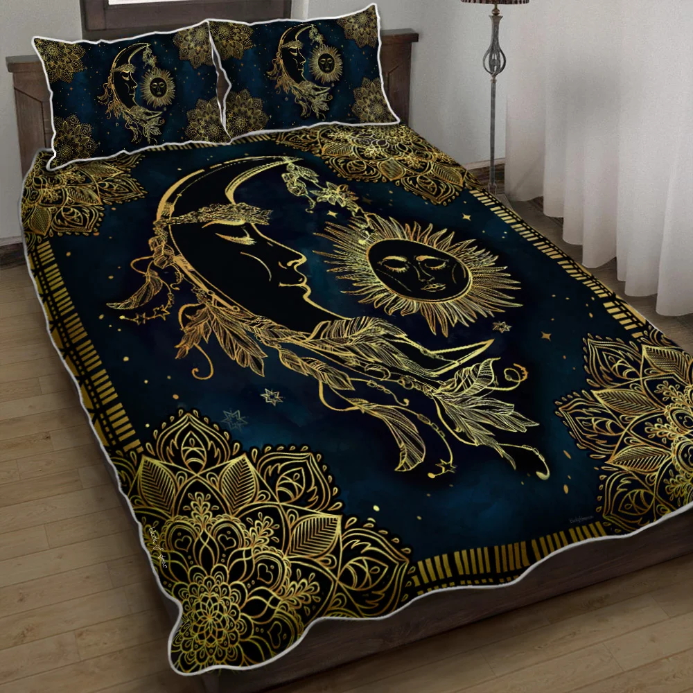 Sun and Moon Mandala Quilt Bed Set