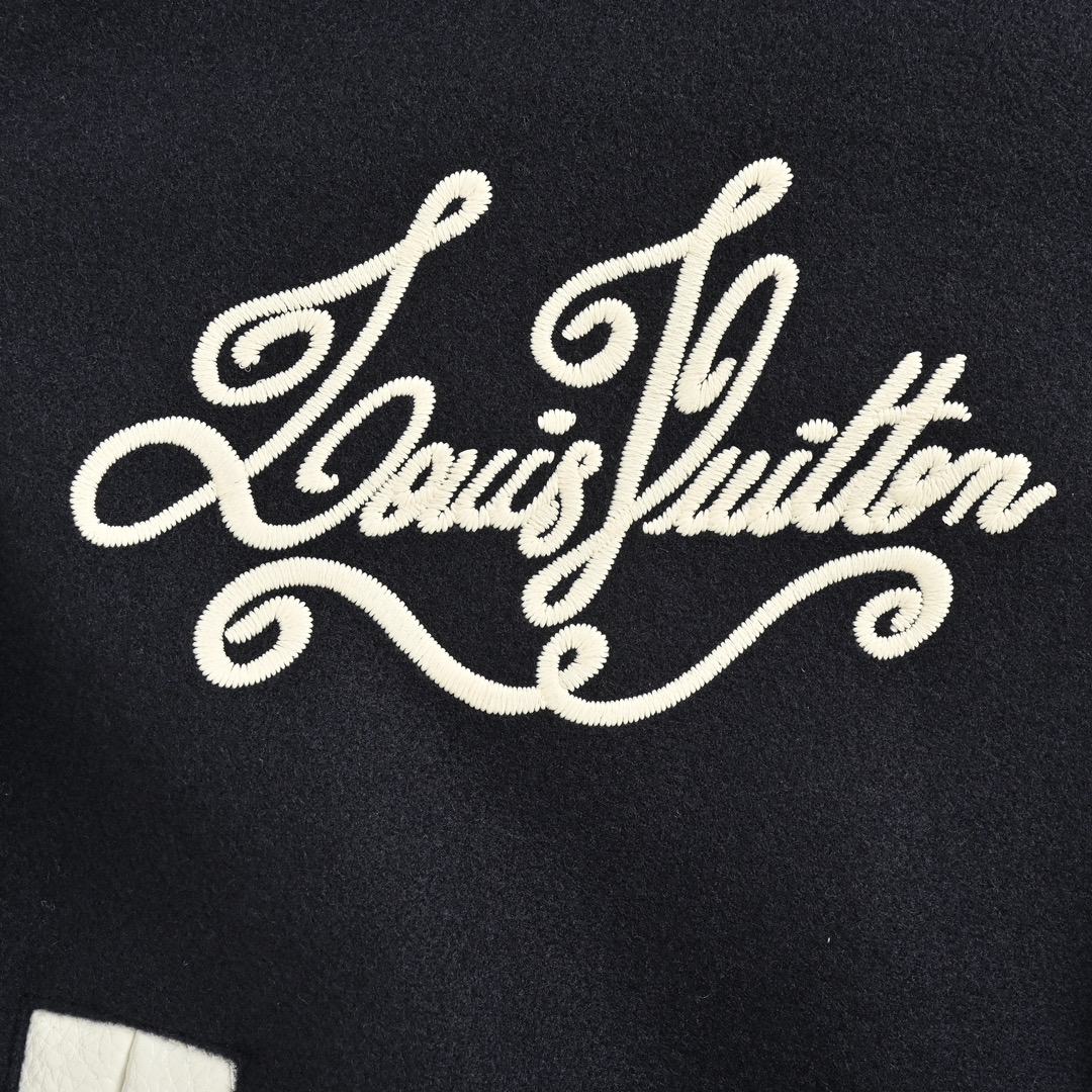 Louis Vuitton 24Fw conch embroidered lettering logo baseball jacket