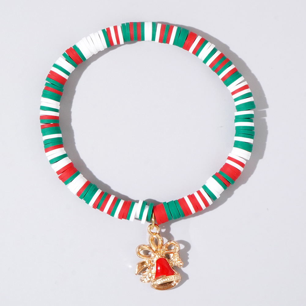 Christmas hand colored polymer clay beaded bracelet set gift
