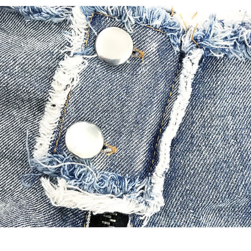 Sexy Hollow Out Zipper Denim Shorts Lingerie