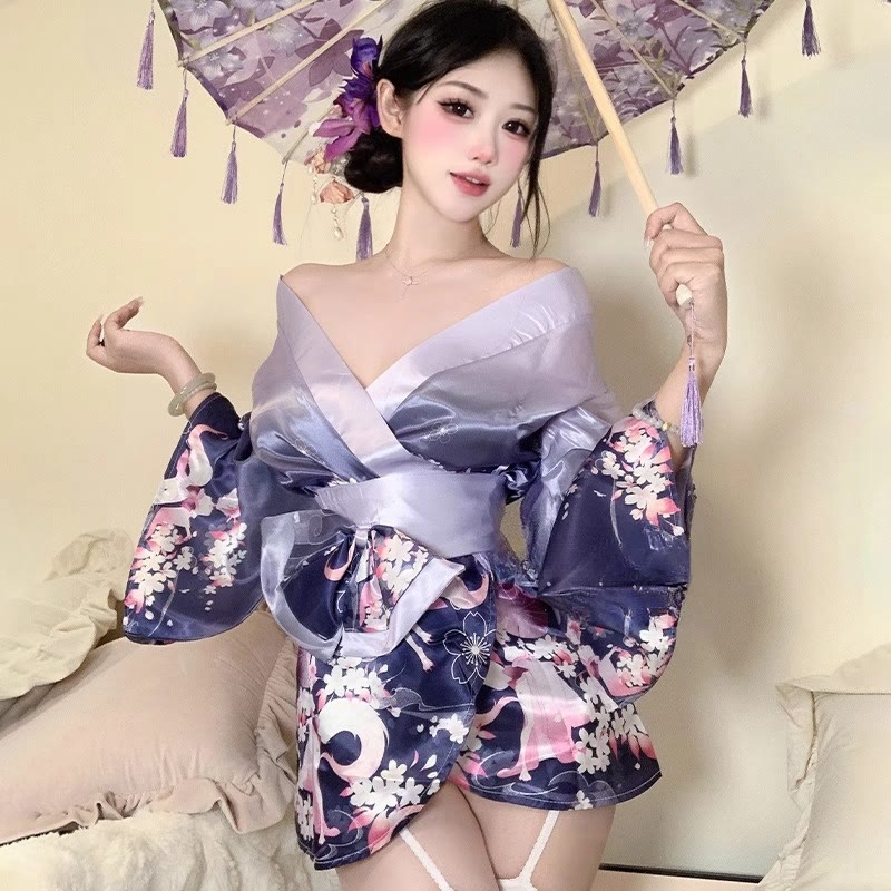 Vintage Flower Bow Kimono Lingerie