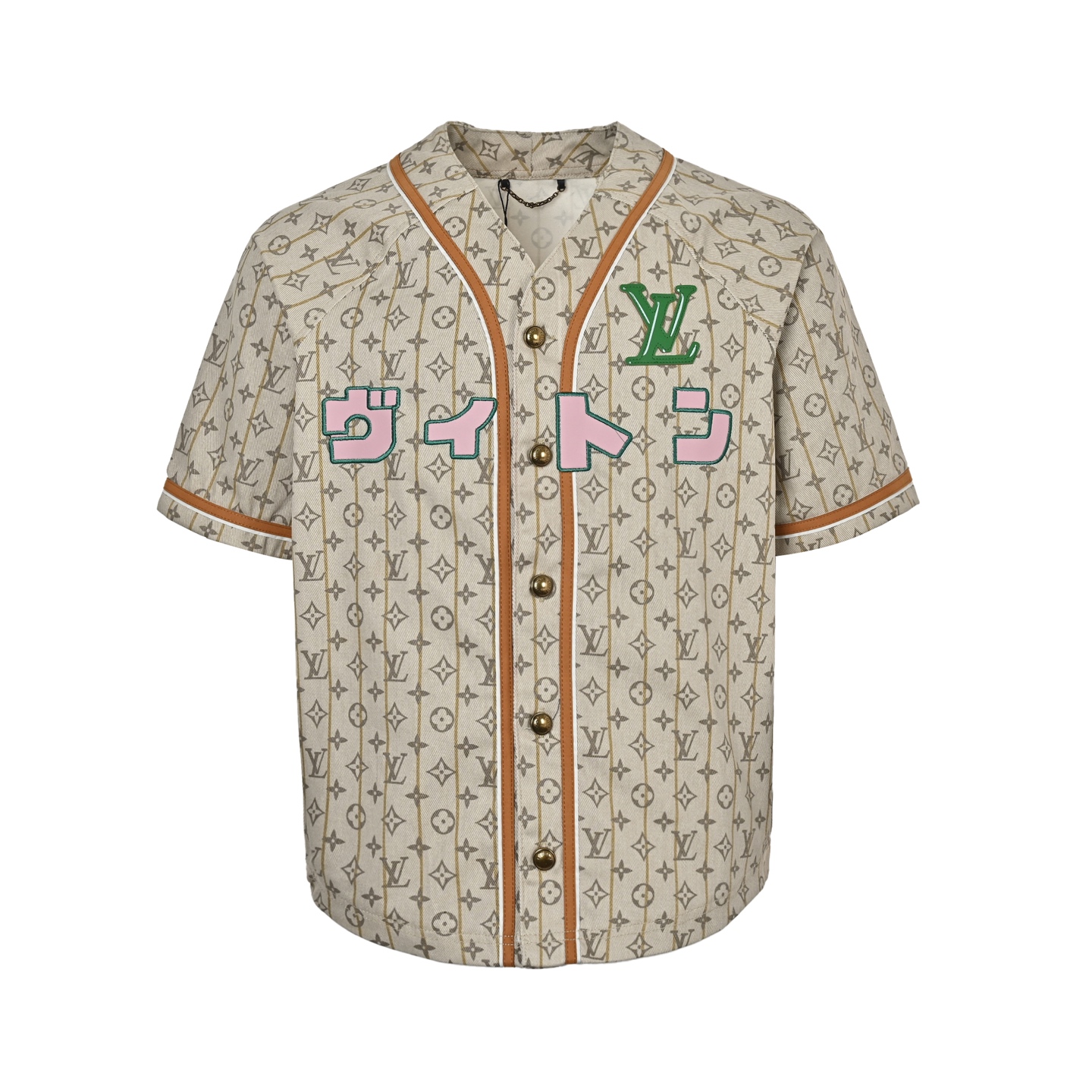 Louis Vuitton 25ss catwalk collaboration embroidered short-sleeved baseball shirt