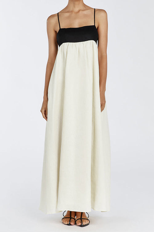 Heididress Backless Color Block Splice Swing Maxi Cami Dress