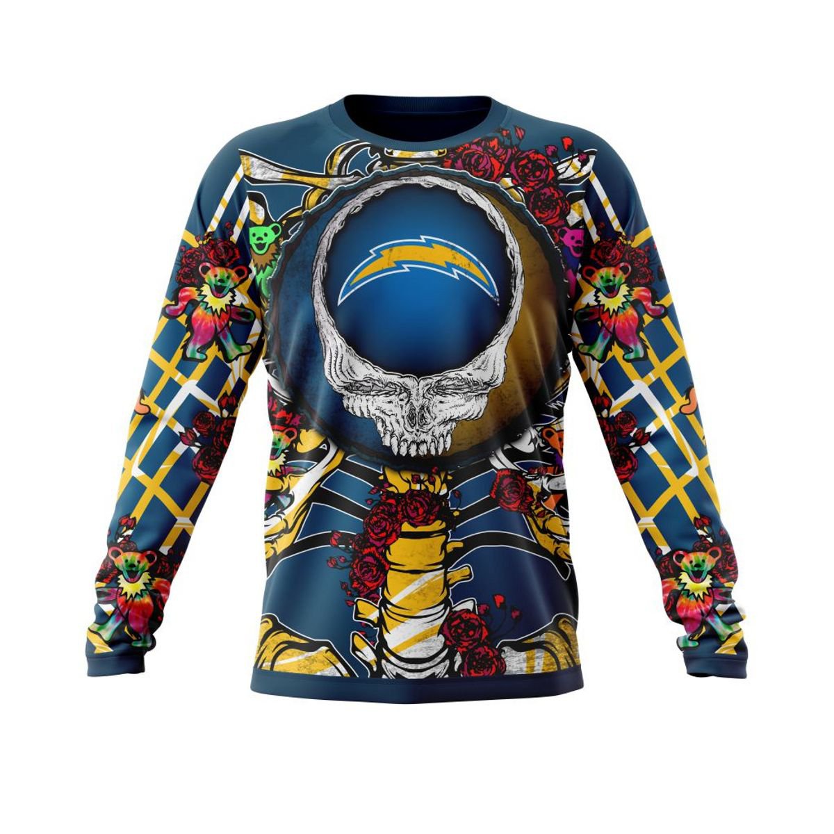 LOS ANGELES CHARGERS 3D HOODIE MIX GRATEFUL DEAD