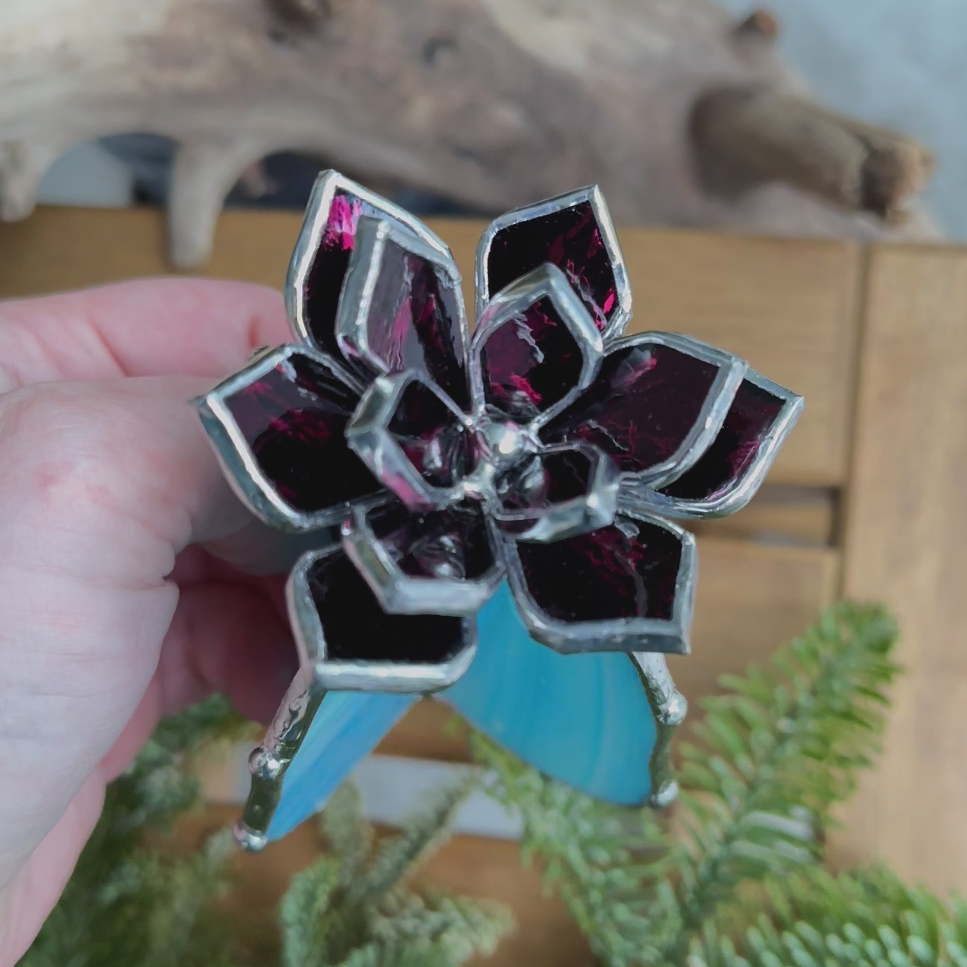 🌵🌈 Handmade Stained Glass Cactus Flower