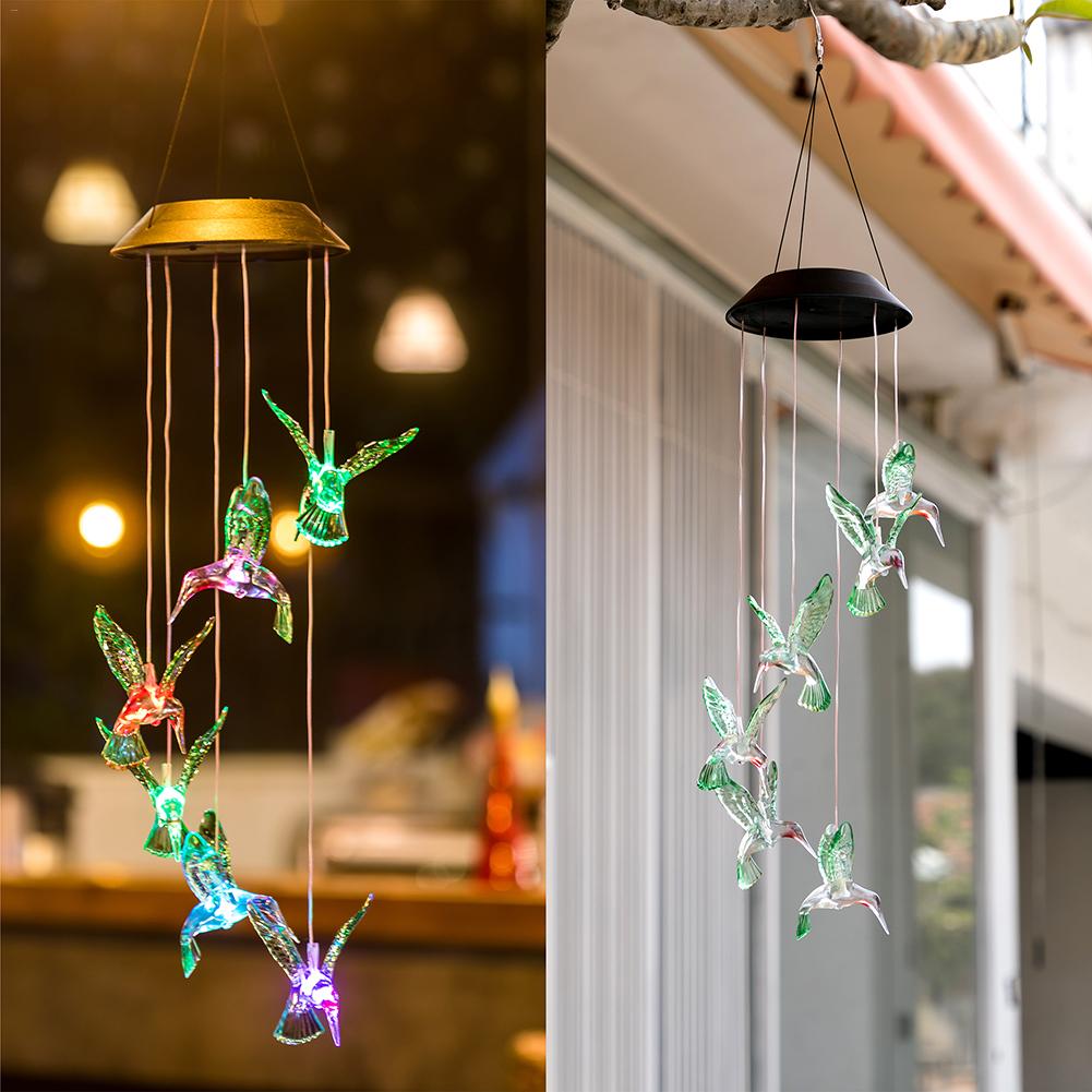 Solar-Powered Dangling Hummingbird Lights